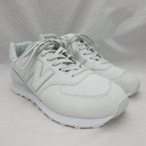 New Balance 574 White and Iridescent Sneakers